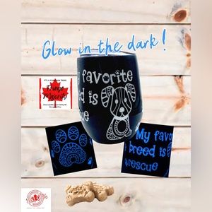 Dog lover, glow in the dark, 15oz stemless epoxy glitter tumbler,zen,rescue dogs